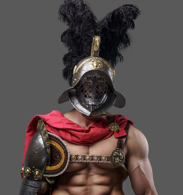 Gladiatore col caratteristico elmo