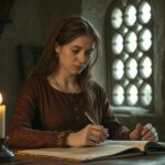 Donna medievale che scrive_ AI Gencraft